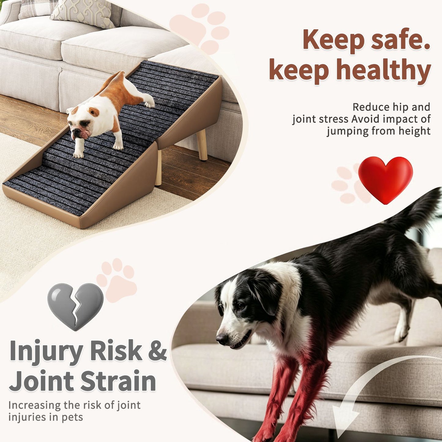 Dog Stairs for Small Dogs, 2-in-1 Pet Steps & Ottoman -