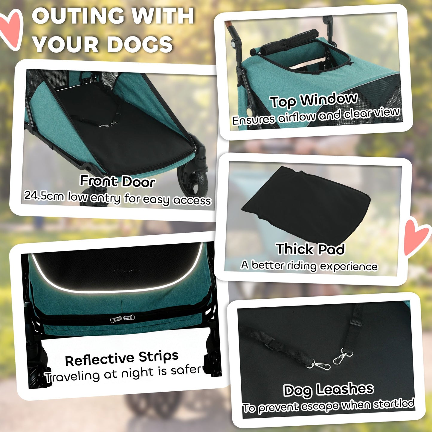Dog Stroller for Large Dogs up to 66 LBS with All-Terrain Spring