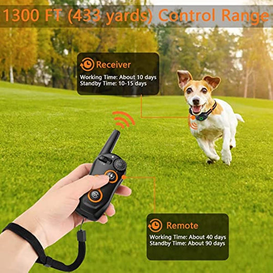 Dog Training Collar; 100% Waterproof Dog Shock Collar with Remote