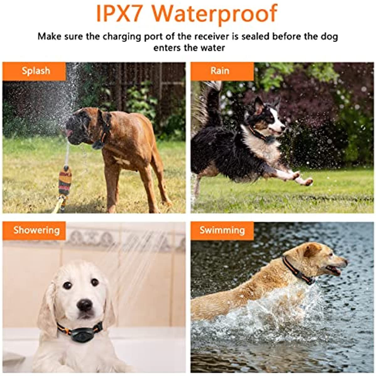 Dog Training Collar; 100% Waterproof Dog Shock Collar with Remote
