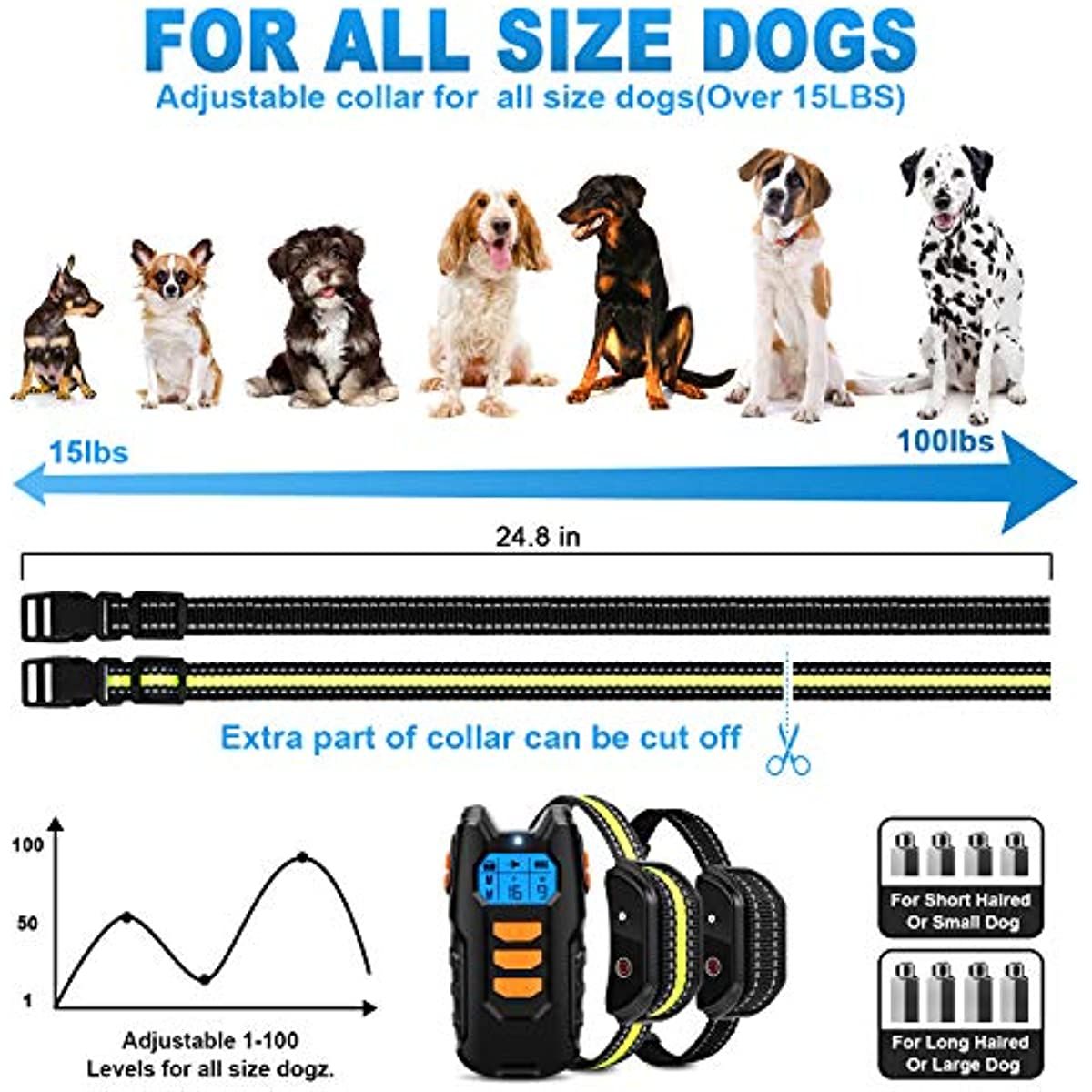 Dog Training Collar; Shock Collar for Dogs with Remote;