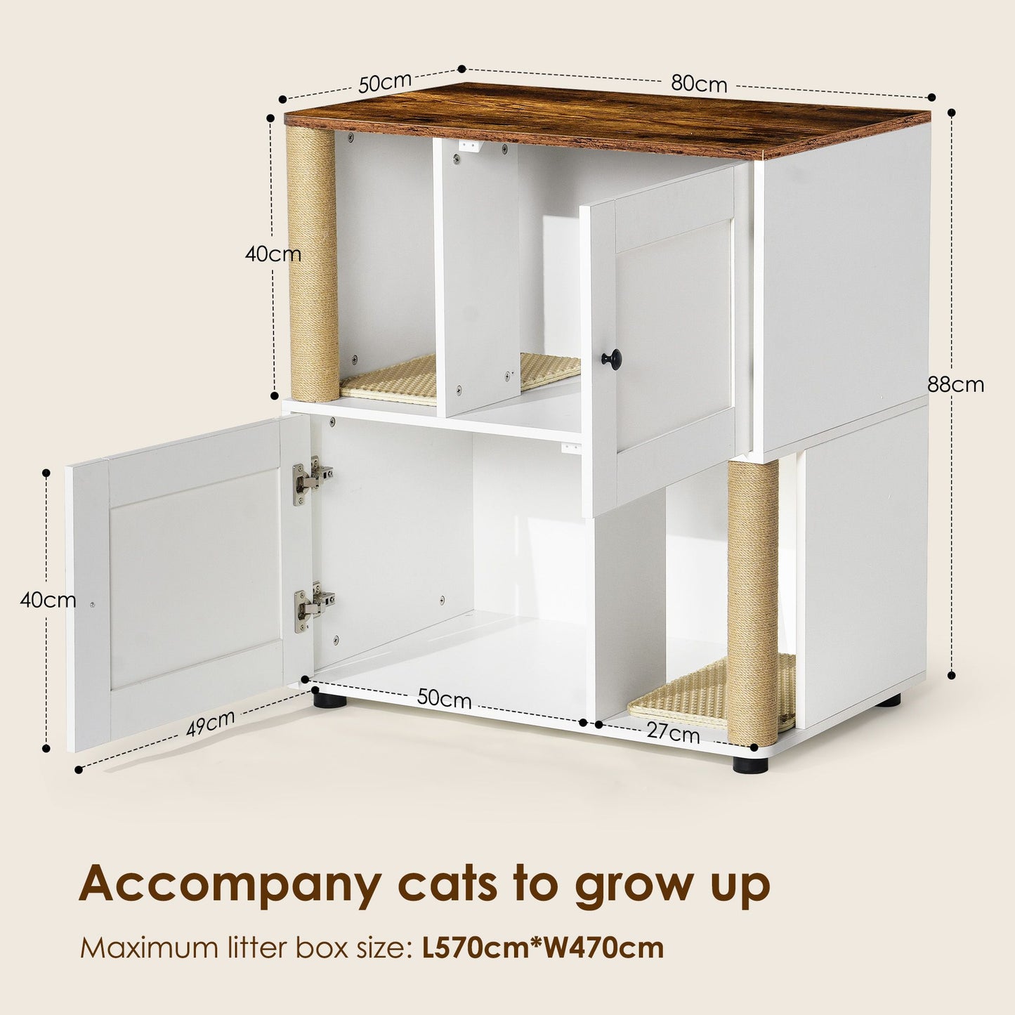 Double Cat Litter Box Enclouse,Cat Litter Box Enclosure for 2 Cats