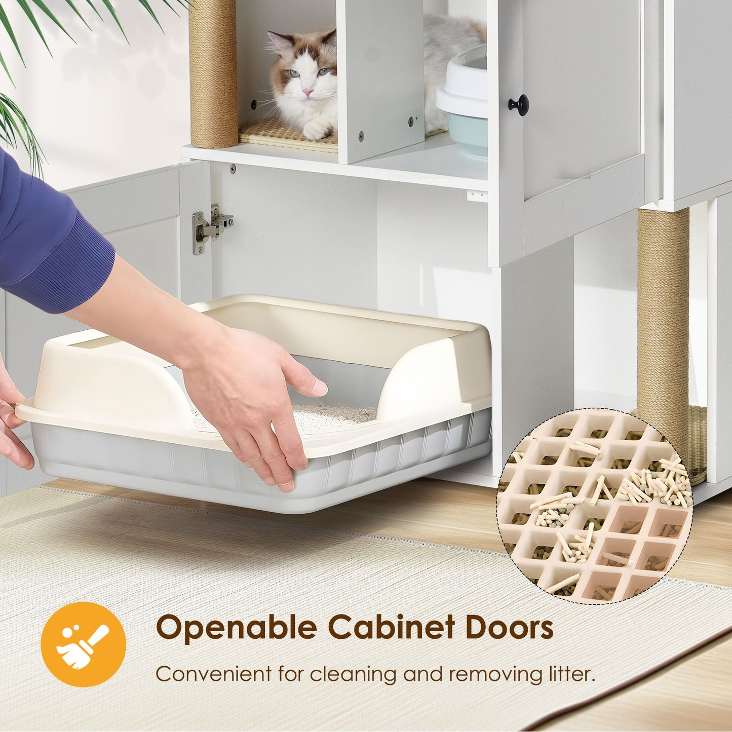 Double Cat Litter Box Enclouse,Cat Litter Box Enclosure for 2 Cats