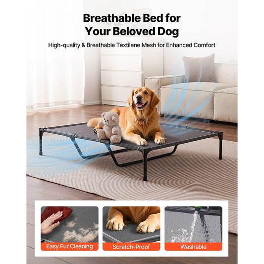 Elevated Dog Bed for Large Dogs, Portable Raised Dog Cot with Steel