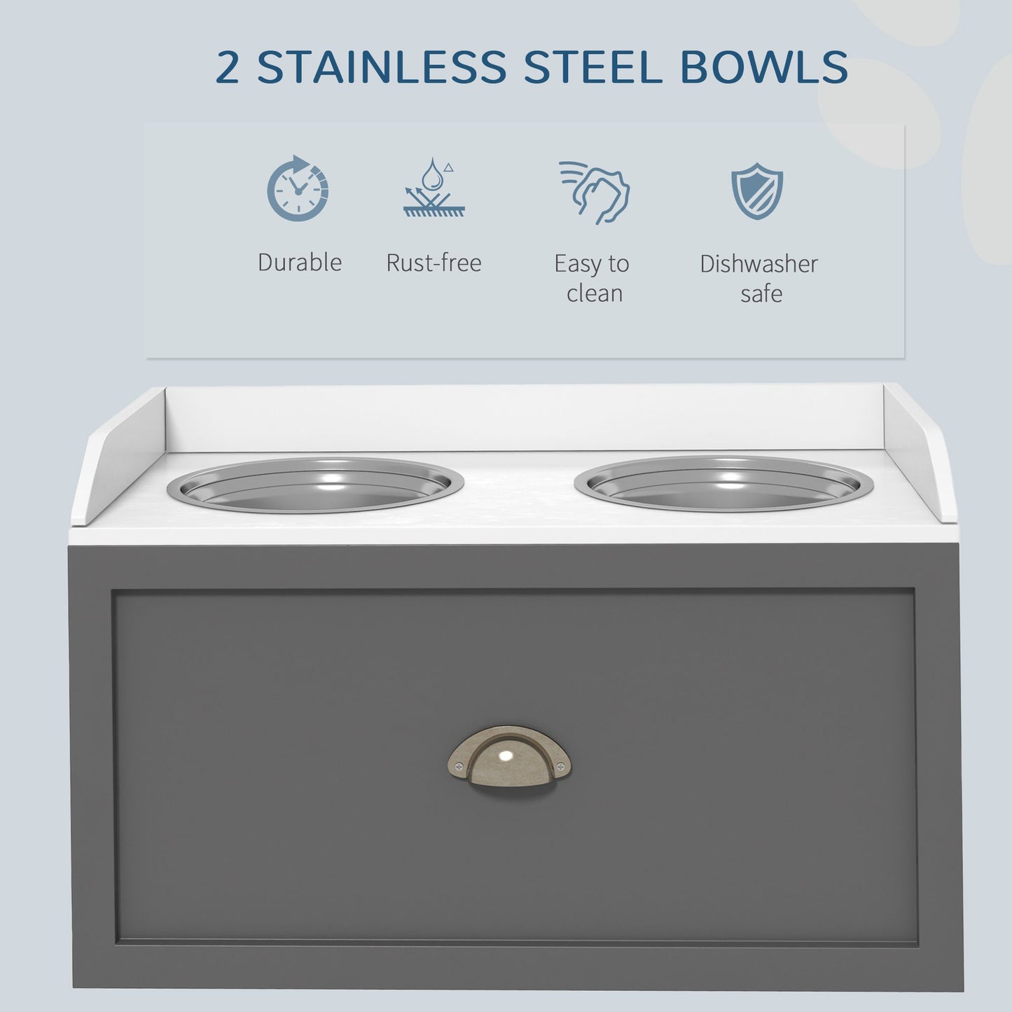 Elevated Dog Bowl Station with Storage Drawer 21L Capacity & 2