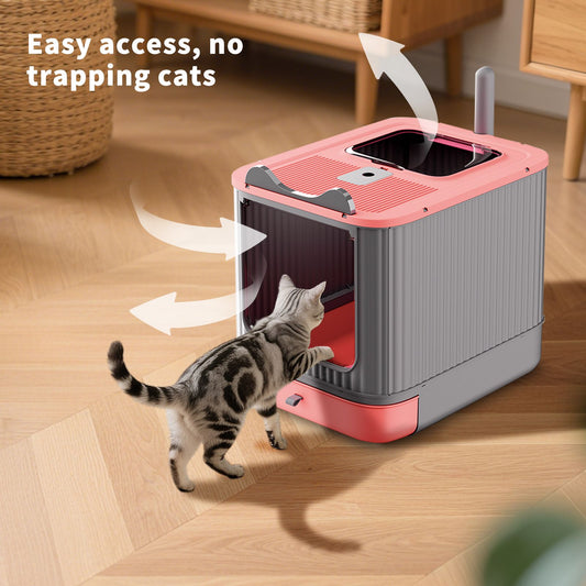 Elf Cat Litter Box, Dual-Entry Fully Enclosed, Odor-Free, Modern