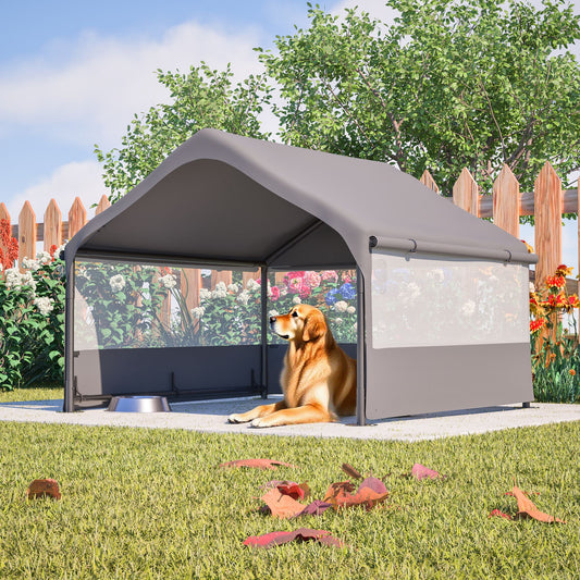 Extra Large Outdoor Dog House Tent with 3-Sided Mesh Windows