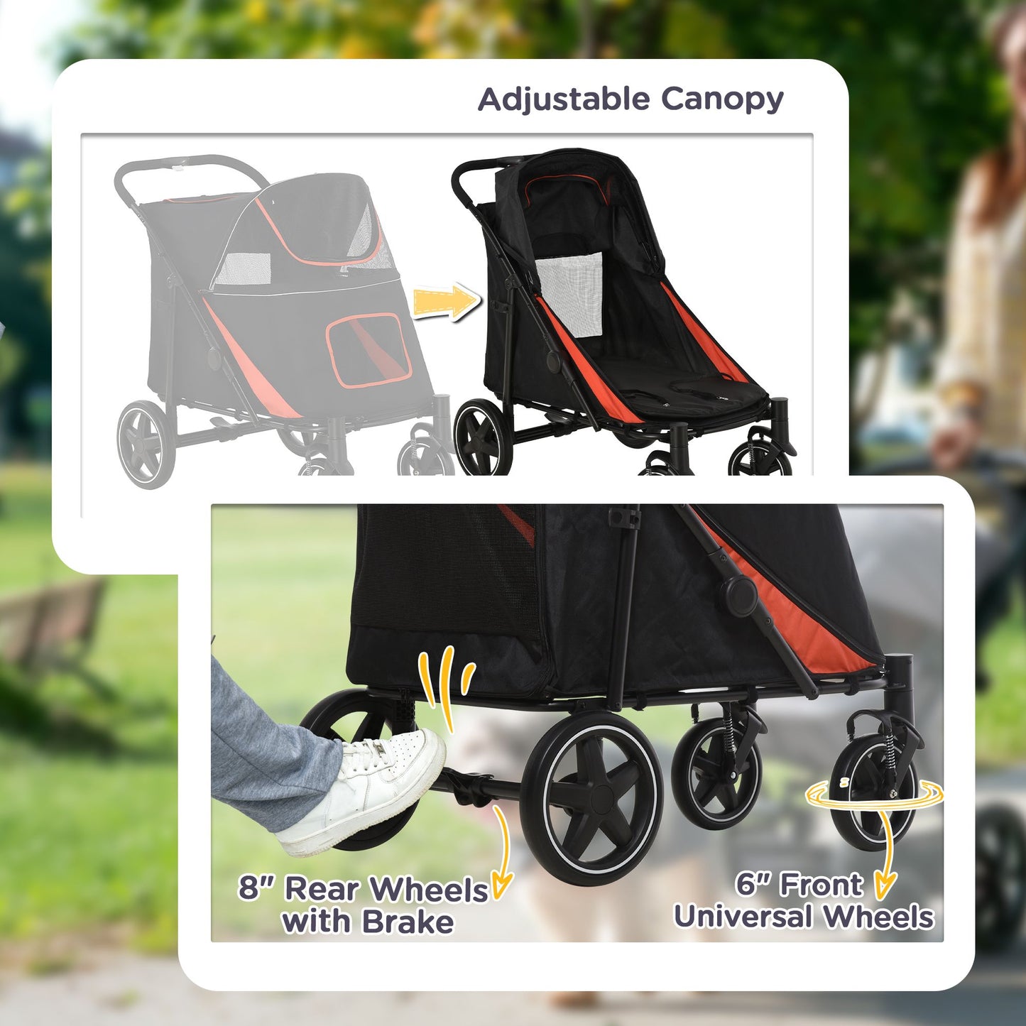 Foldable Doggy Stroller for Medium Large Dogs, Pet Stroller