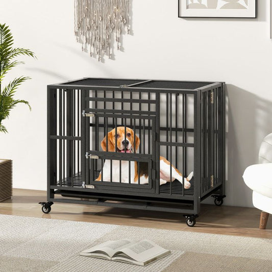 Foldable Heavy-Duty Metal Dog Cage Chew-Proof Dog Crate
