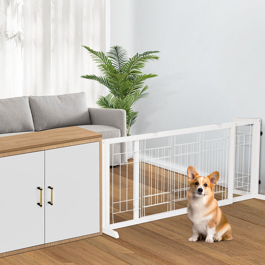 Freestanding Wooden Pet Fence for Stairs, Doorways and Hallways