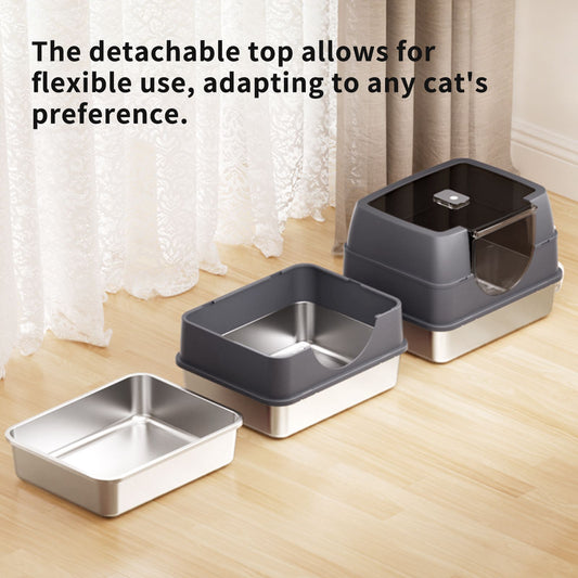 Fully Enclosed Stainless Steel Cat Litter Box White - 2025 Top