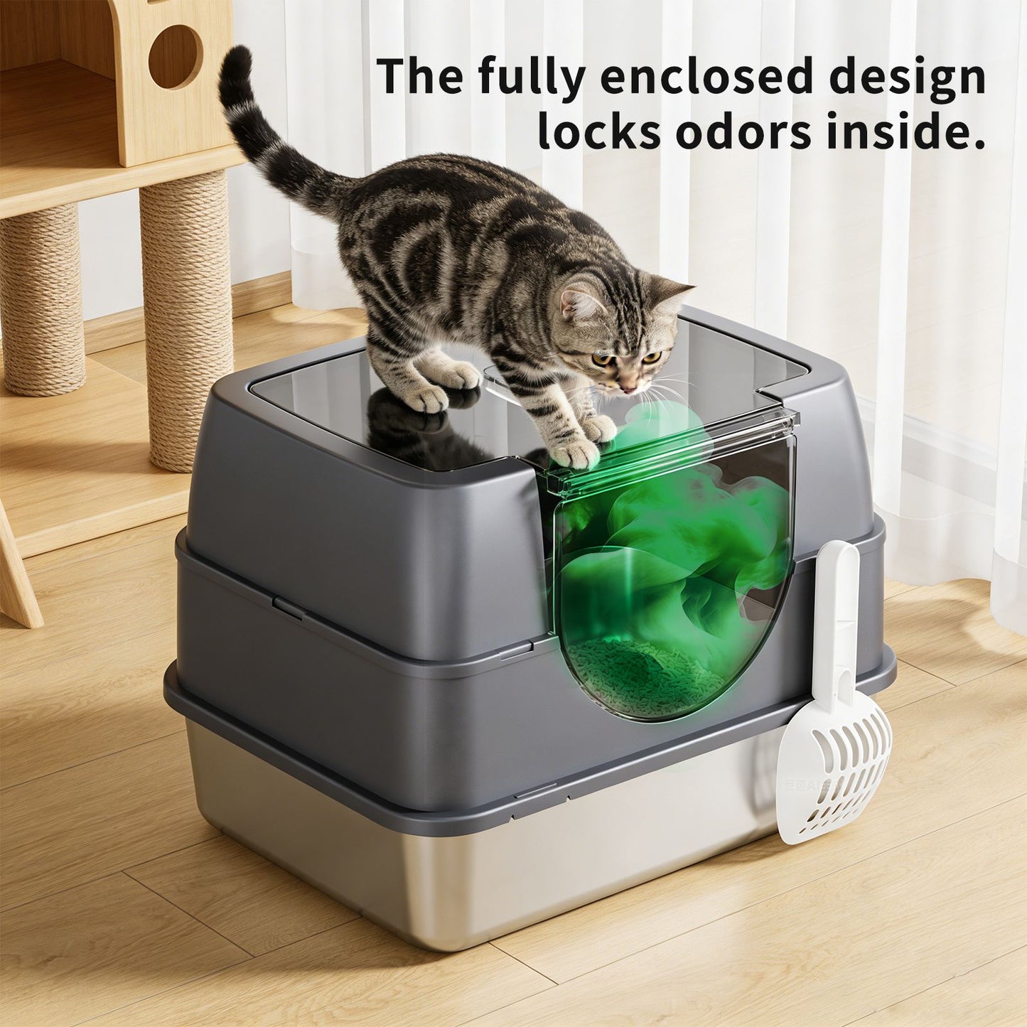 Fully Enclosed Stainless Steel Cat Litter Box White - 2025 Top