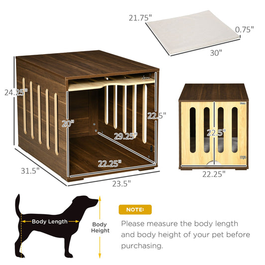 Furniture Style Dog Crate End Table with Removable Door Panel, Dog