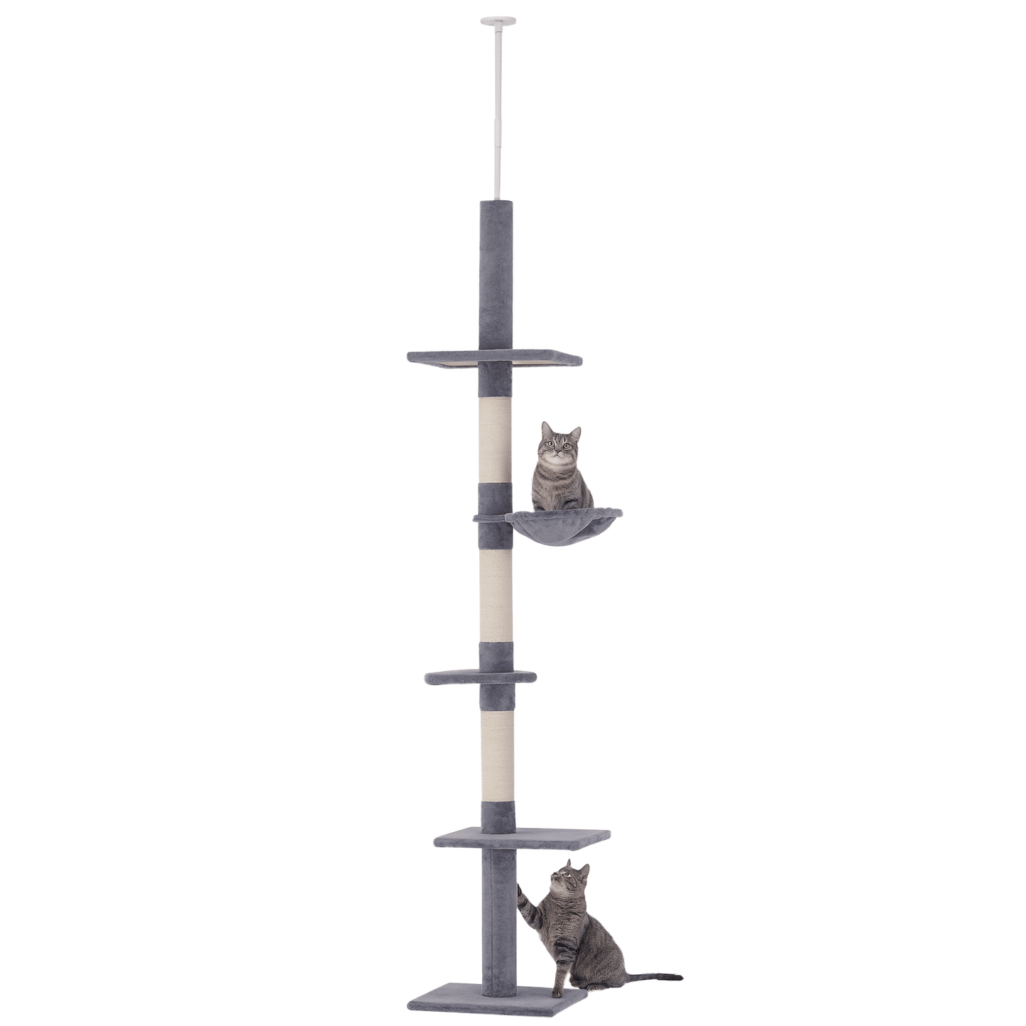 Gray Adjustable Height 102" Floor to Ceiling Cat Tree 5 Level Tower