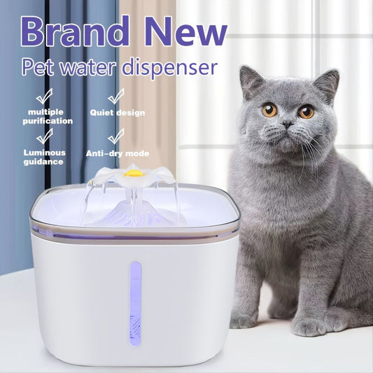 Guipure 2.0L Anti-Cold Cat Water Fountain with Light Notification;