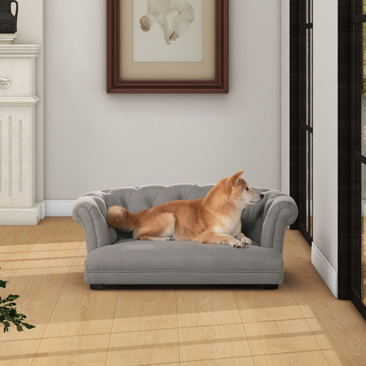 Kiki 36.5" Chesterfield Dog Sofa Bed, Medium, Uptown Gray Stain