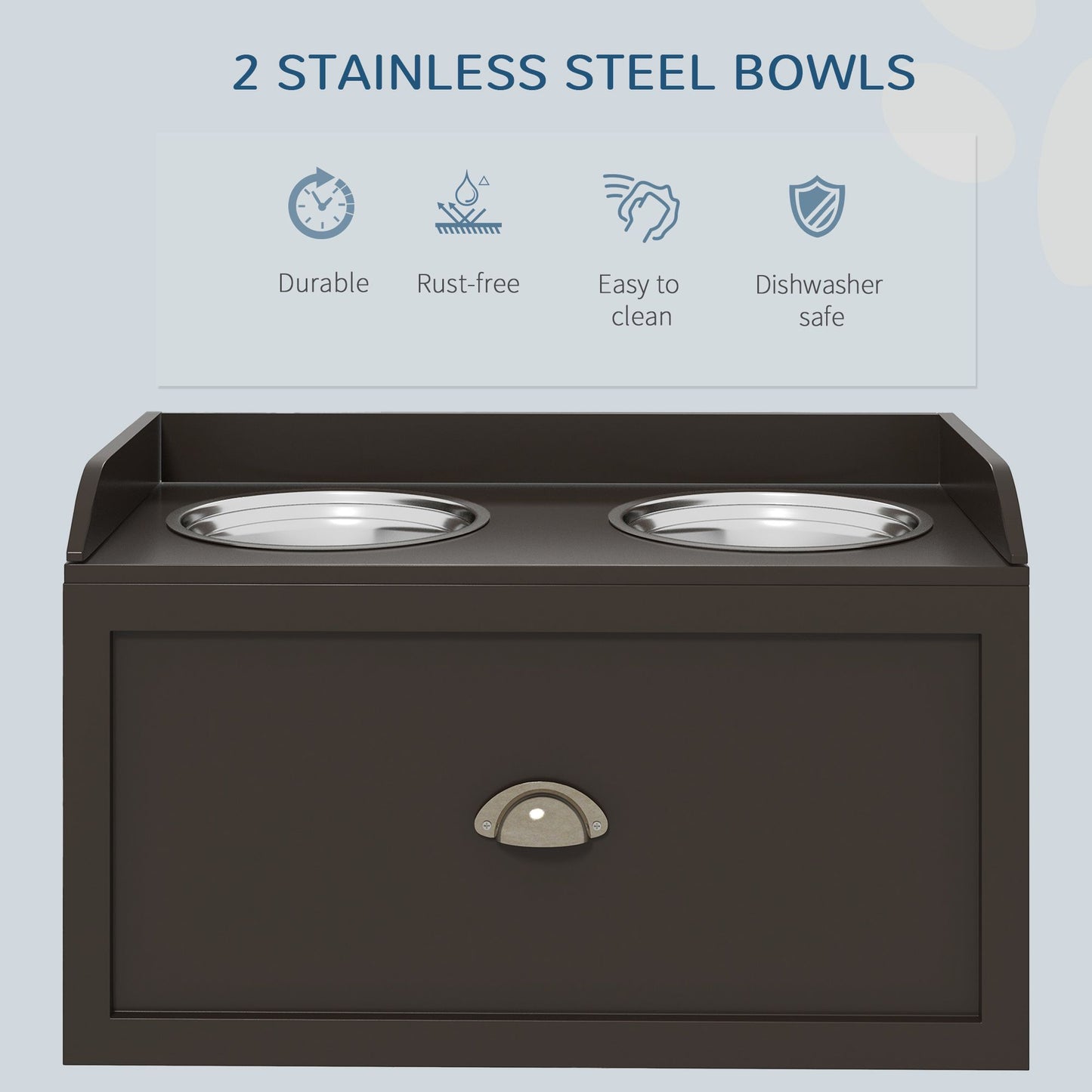 Large Elevated Dog Bowls with Storage Drawer Containing 21L