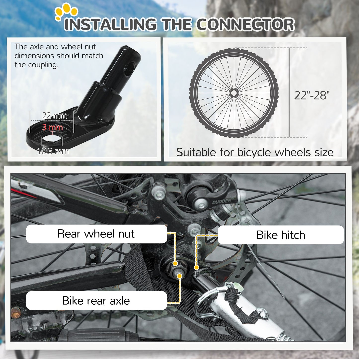 Medium Dog Bike Trailer with Hitch Coupler Quick Release Wheels