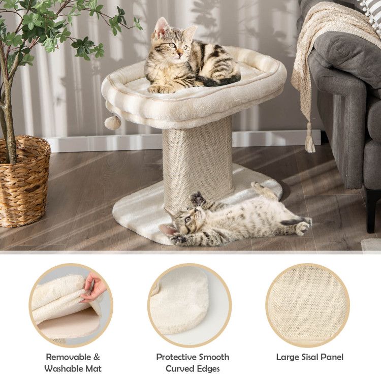 Modern Cat Tree Tower with Large Plush Perch and Sisal Scratching