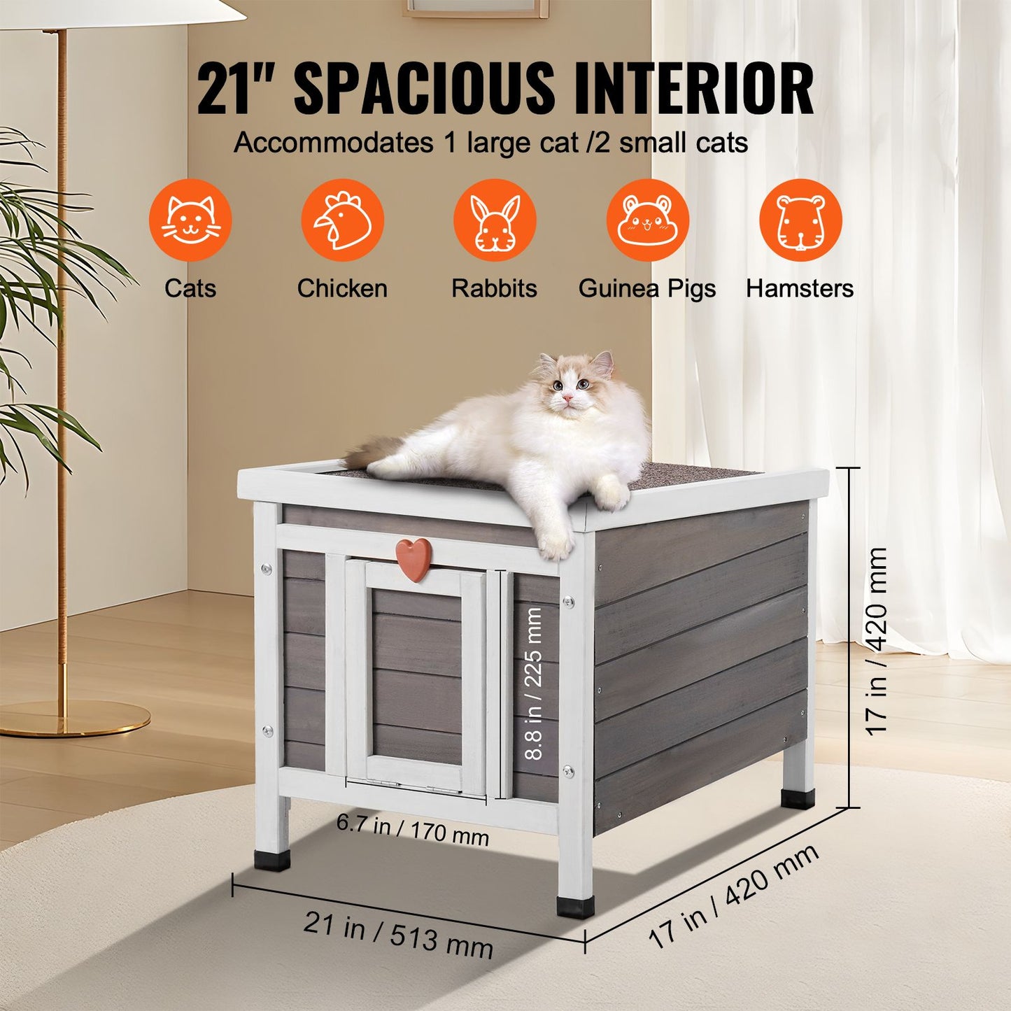 Outdoor Cat House Weatherproof, Feral Cat Shelter for Multiple
