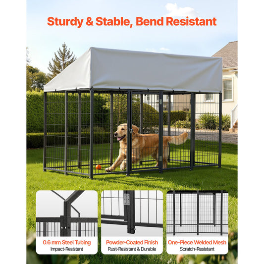 Outdoor Dog Kennel, 7.87 X 3.94 X 5.4 Ft Large Dog Kennel