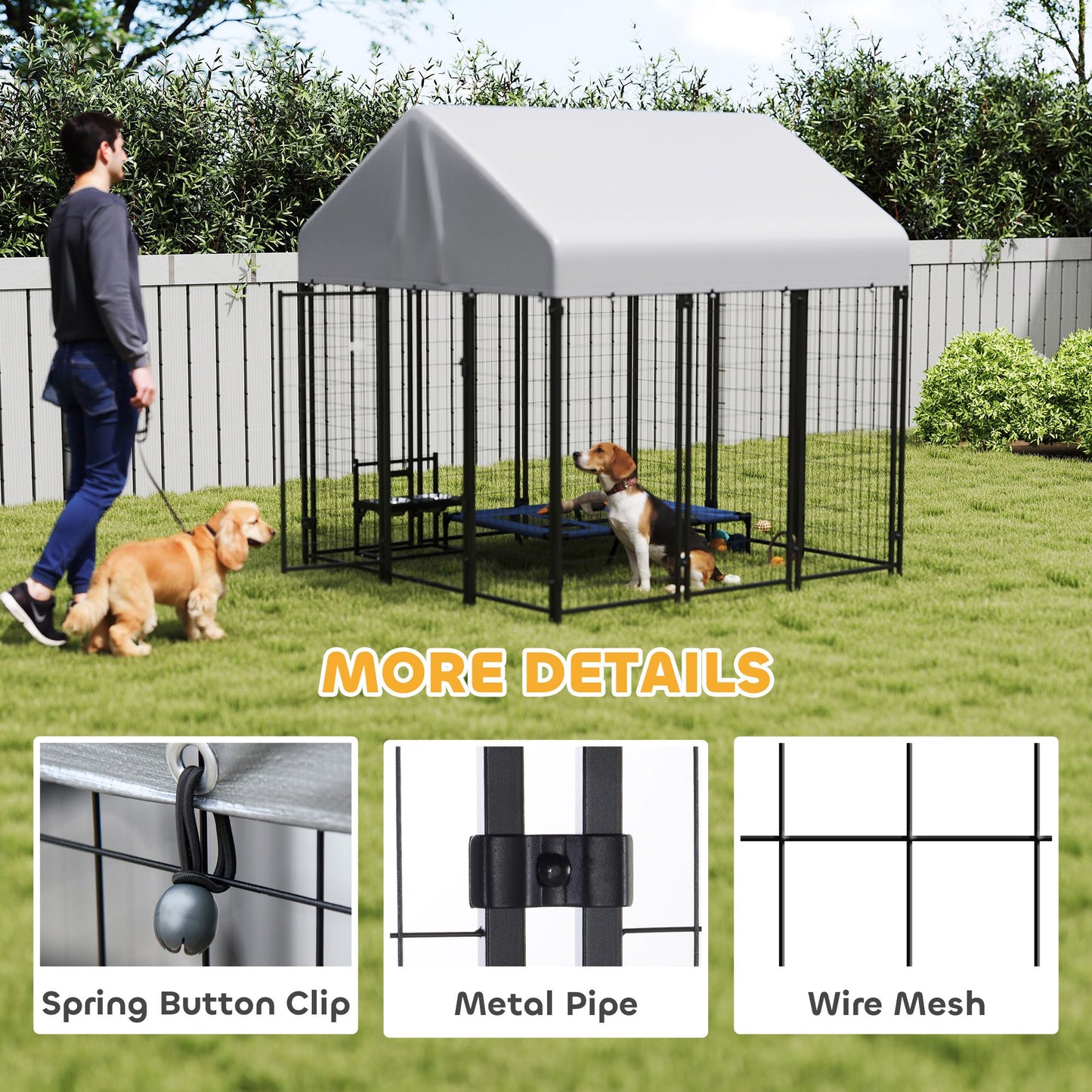 Outdoor Dog Kennel with Roof, 6 X 6' Heavy Duty Welded Wire Dog