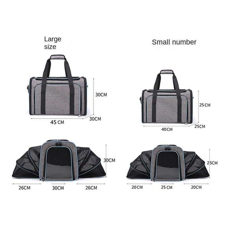 Outdoor Dog Portable Handbag; 4 Sides Expandable Cat Carrier Bag