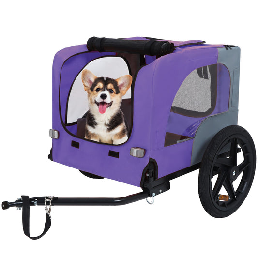 Outdoor Heavy Duty Collapsible Pet Bike Trailer with 16-Inch