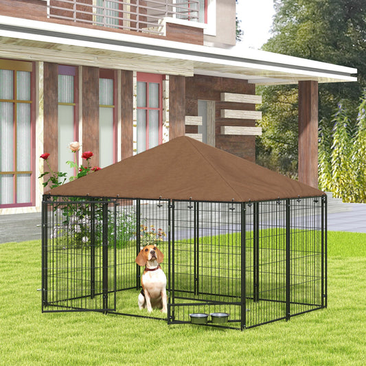 Outside Dog Kennel, 6.9 X 5' Puppy Play Pen with Canopy, Garden