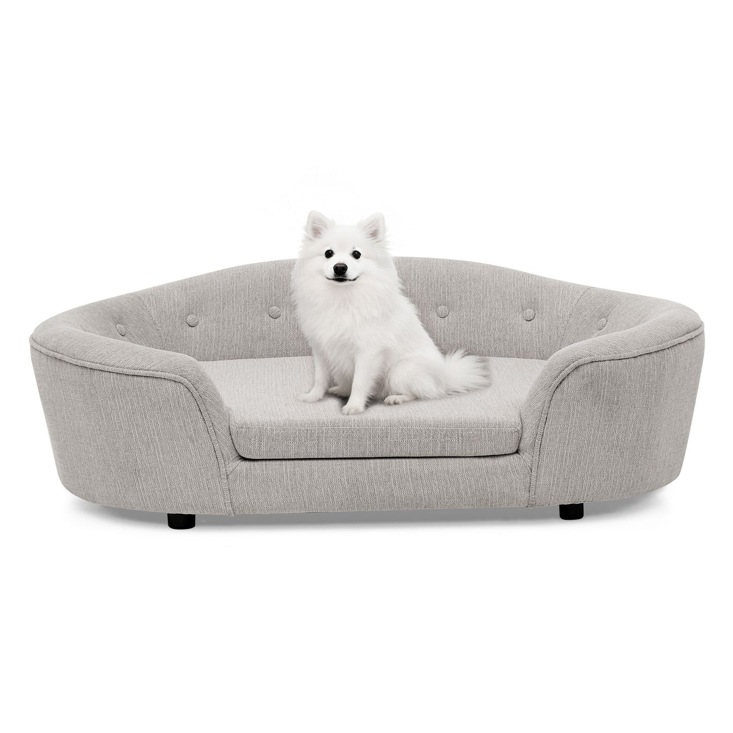 OVERSIZED Size Oval Semi-Enclosed Dog Sofa - Durable Linen