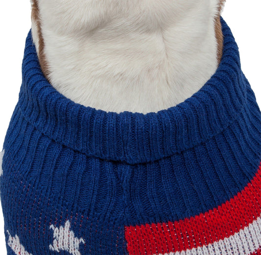 Patriot Independence Star Heavy Knitted Fashion Ribbed Turtle Neck