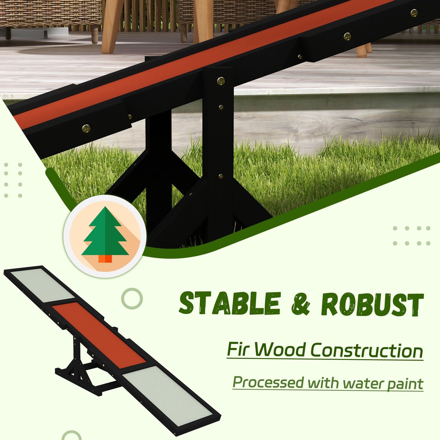 PawHut Wooden Dog Agility Seesaw for Training and Exercise