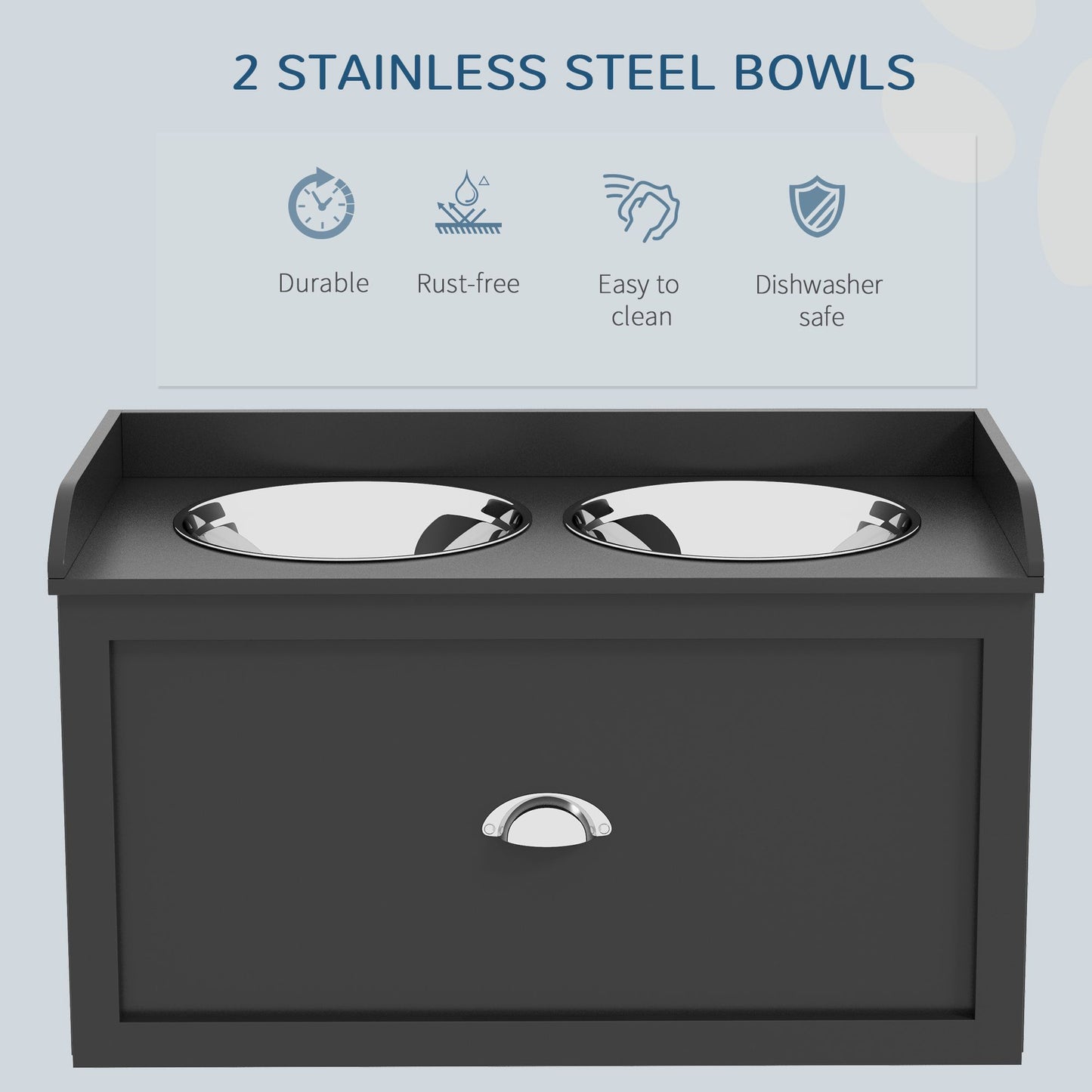 Pet Feeding Station Pet Dish Bowl Set with Storage, 2 Elevated Dog