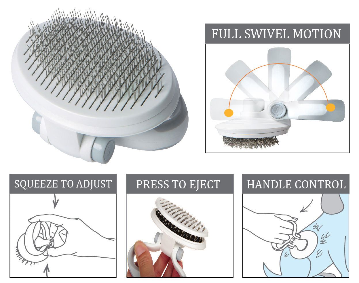Travel Self-Cleaning Swivel Grooming Slicker Pet Brush