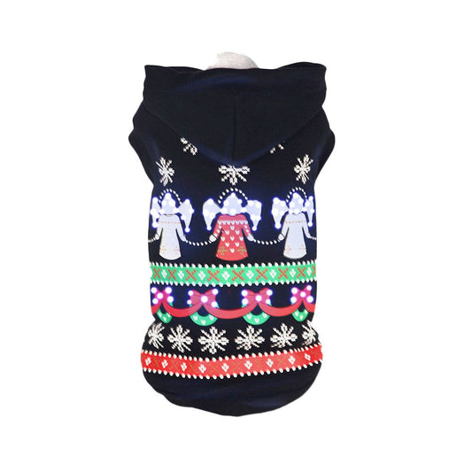 LED Lighting Patterned Holiday Hooded Sweater Pet Costume