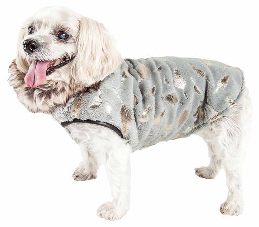 Gold-Leaf Designer Fur Dog Jacket Coat