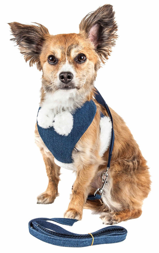 2-in-1 Mesh Reversed Adjustable Dog Harness-Leash with Pom-Pom