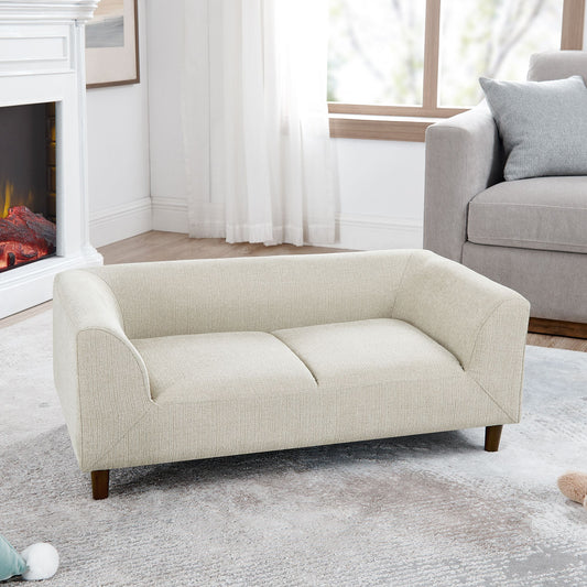 Pet Sofa with Backrest and Armrests, Modern Rectangular Pet Sofa
