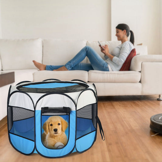 Portable Foldable Pet Playpen Exercise Pen Kennel Removable Zipper