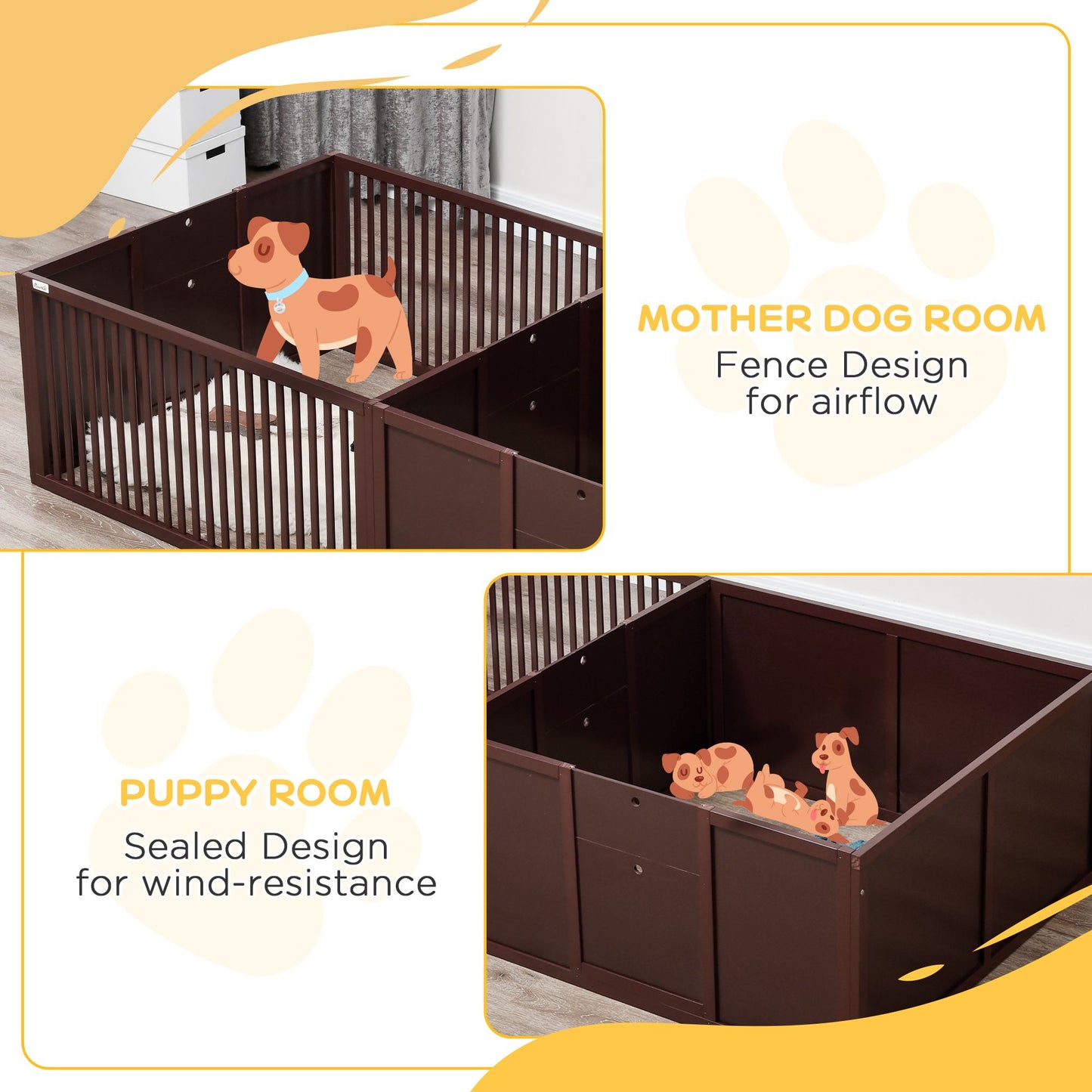 Puppy Whelping Box with Removable Doors Indoor Playpen Supplies