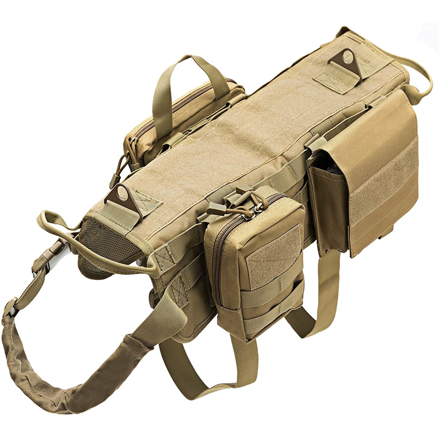 Tactical Dog Harness with Pouches; Adjustable Harness with 3