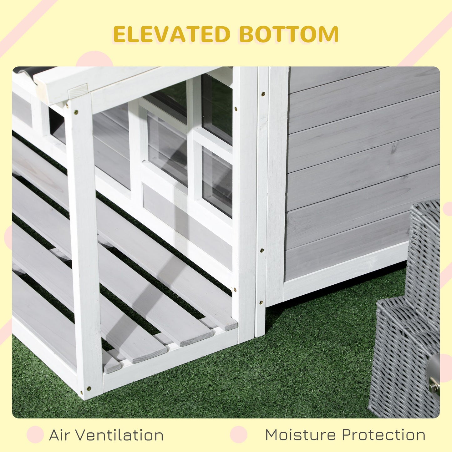 Wooden Dog House with Porch, Dog House Outdoor with Tilt Roof