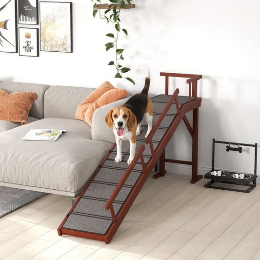 Wooden Dog Ramp with Removable Guardrails, Non-Slip Surface, 70.5"