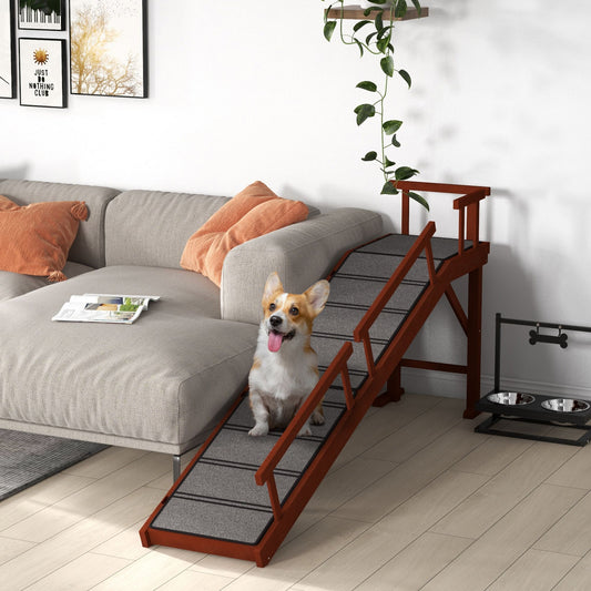 Wooden Dog Ramp with Removable Guardrails, Non-Slip Surface, 73"