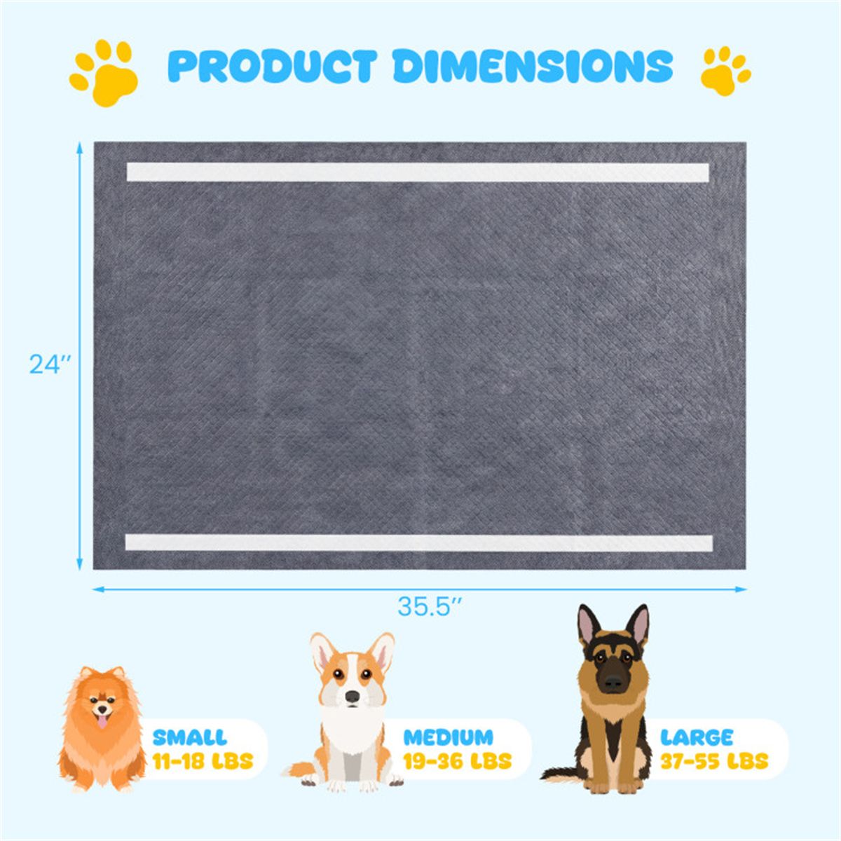 Pack Activated Carbon Dog Pee Pads 35.5, Extra Large 6-Layer Odor