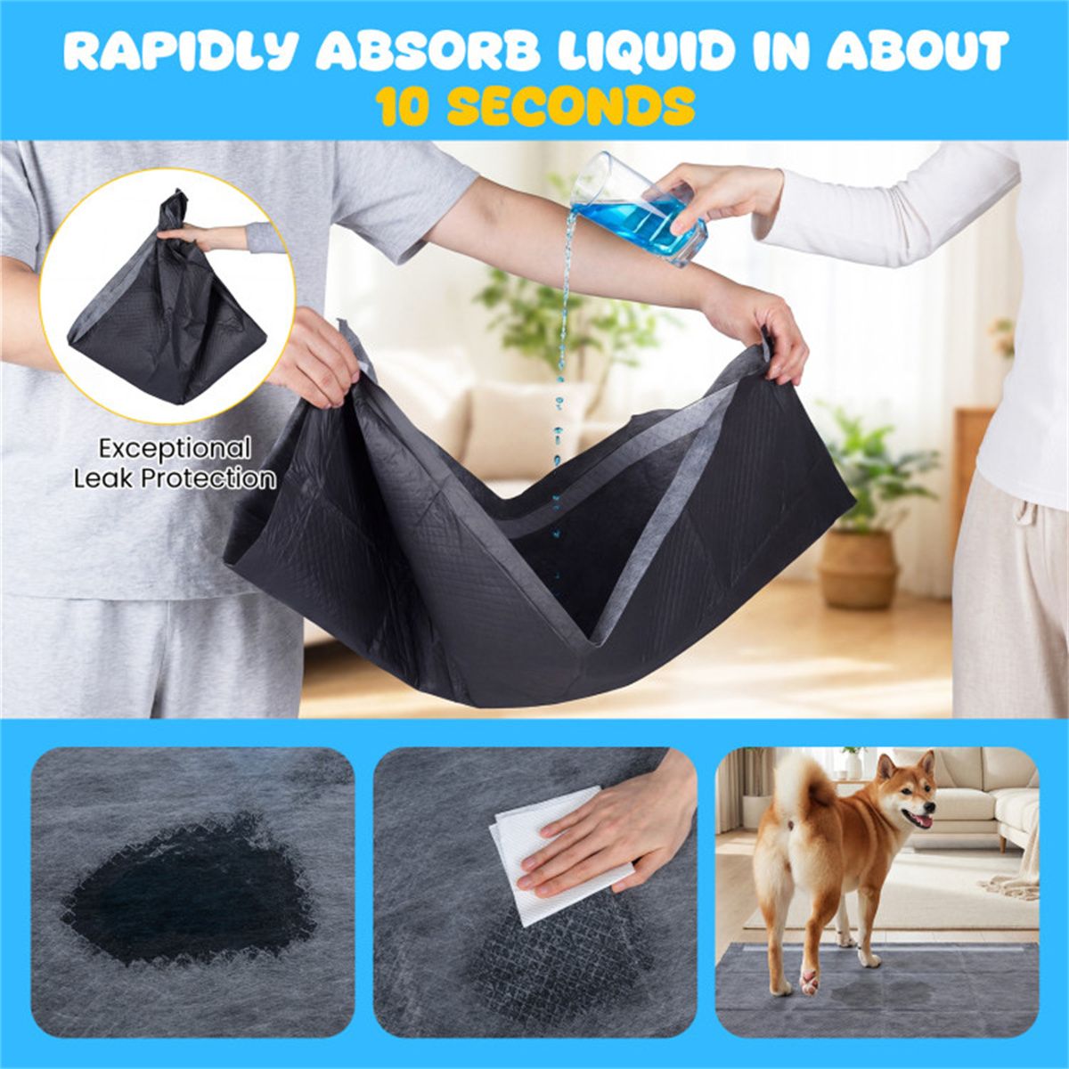 Pack Activated Carbon Dog Pee Pads 35.5, Extra Large 6-Layer Odor