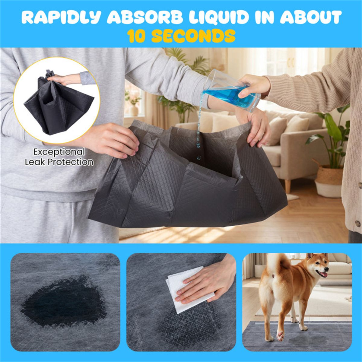 Pack Charcoal Dog Pee Pads 24, 6-Layer Ultra Absorbent Pet Training