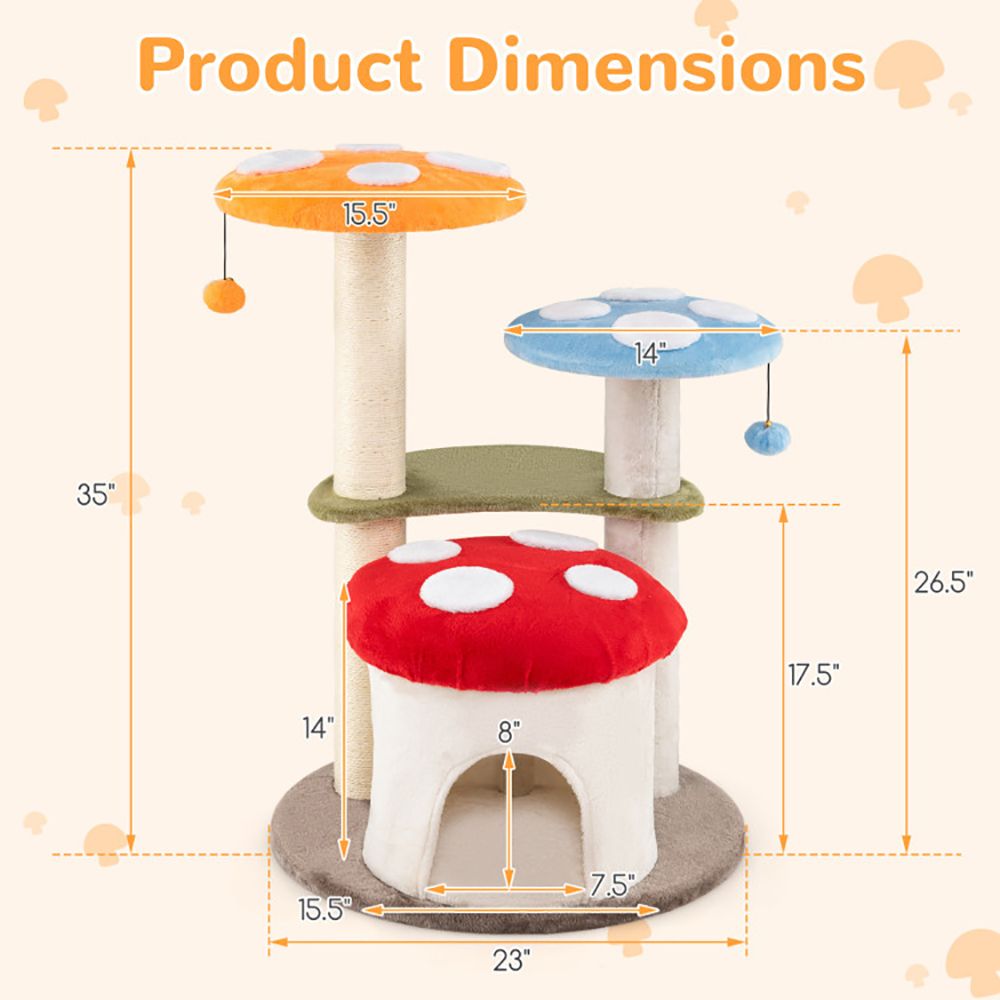 1PC 35 Inch Tall Cat Tower with Sisal Scratching Posts Cat Condo