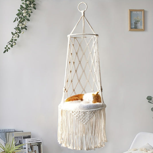 1pc Hand-Woven Cat Nest Hammock Basket - Comfortable and Stylish