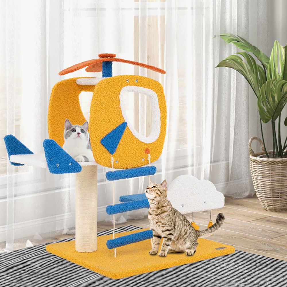 1PC Indoor Small Aviation-Themed Cat Tree Cat Tower with Helicopter